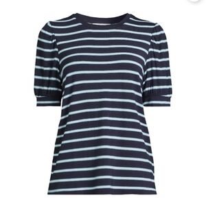Time And Tru Puff Sleeve Stripped Shirt Sz L